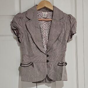 Studio Y Linen Cotton Short Sleeve Blazer Top | Size S